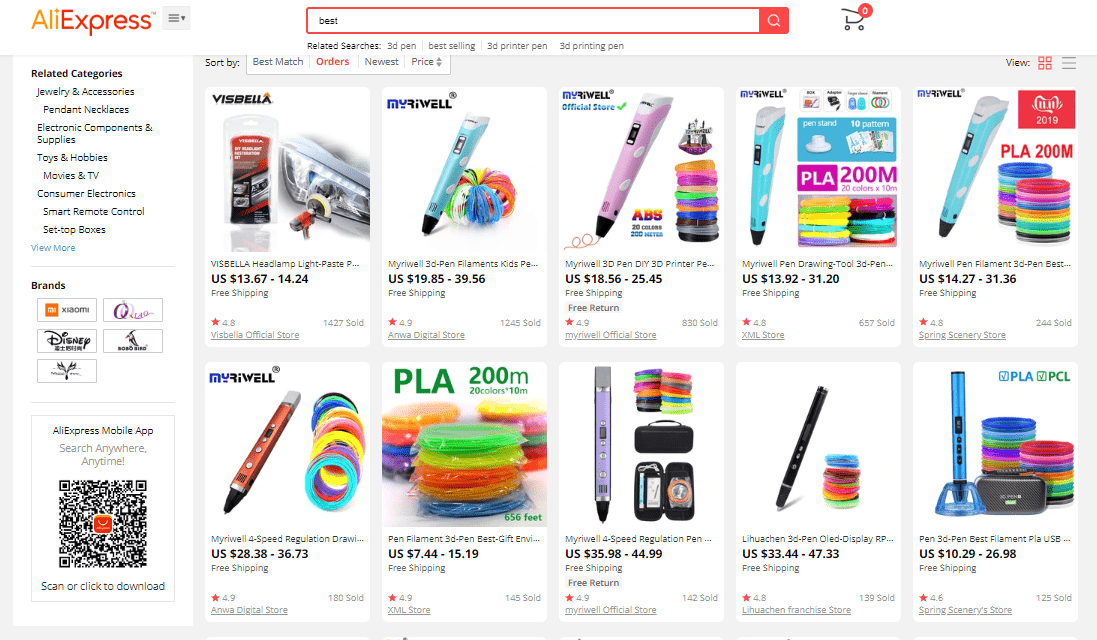 AliExpress products for custom online store