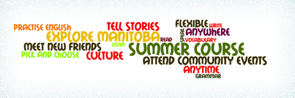 A word cloud relating to summer and community learning.